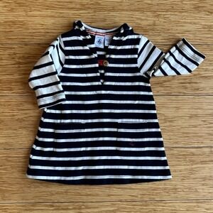 Petit Bateau Infant Girl 6 Months Boutique Blue Striped Nautical Dress France